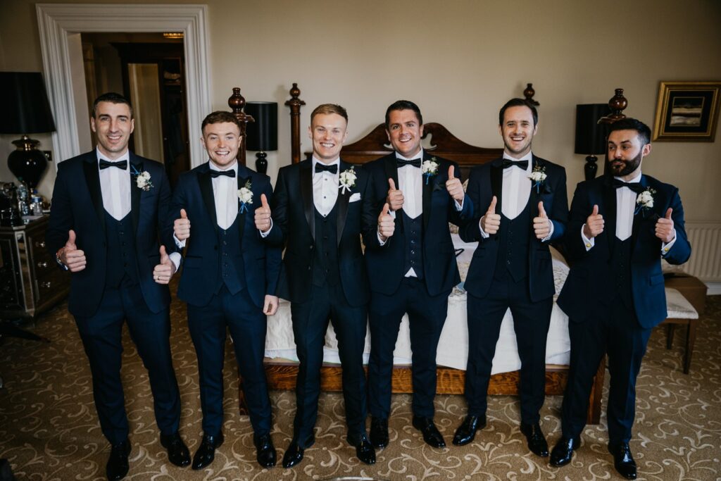 All the best men, oh and the groom of course, ready for the bid day ahead. Wedding photography by Darren Byrne Photography, with transparent wedding photography pricing 