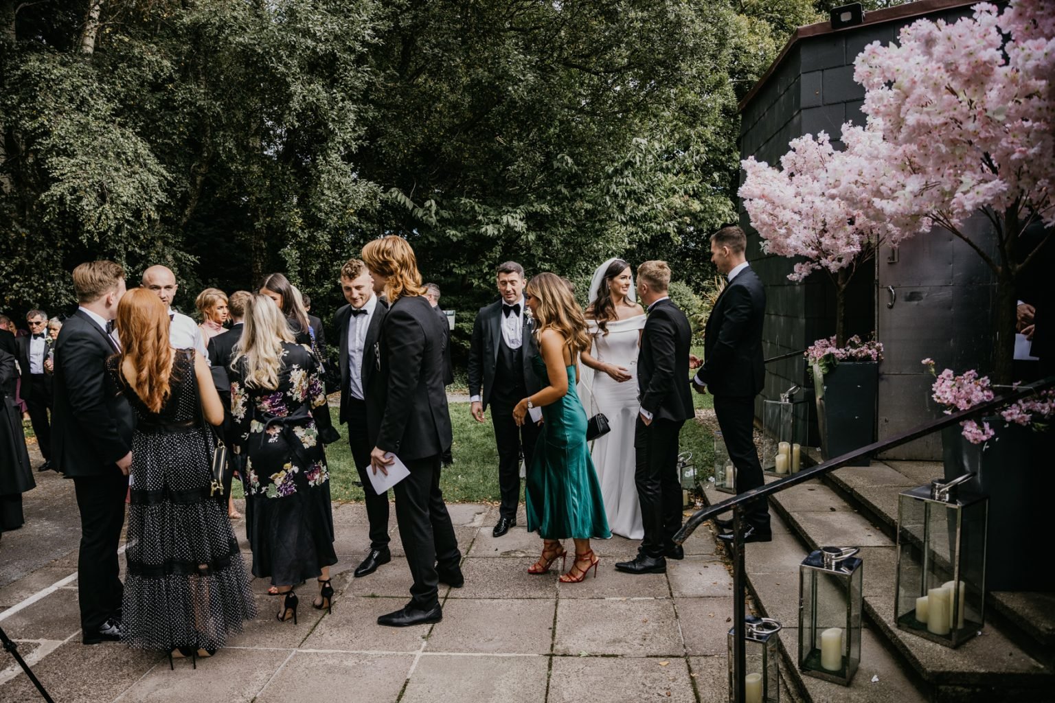 Bride and groom greeting wedding guests during their receiving line – captured by Darren Byrne, Wedding Photographer in Ireland.